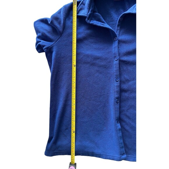 Denim & Co Women's Jacket Blanket Fleece Button Front Bright Blue Size1X - Picture 3 of 5